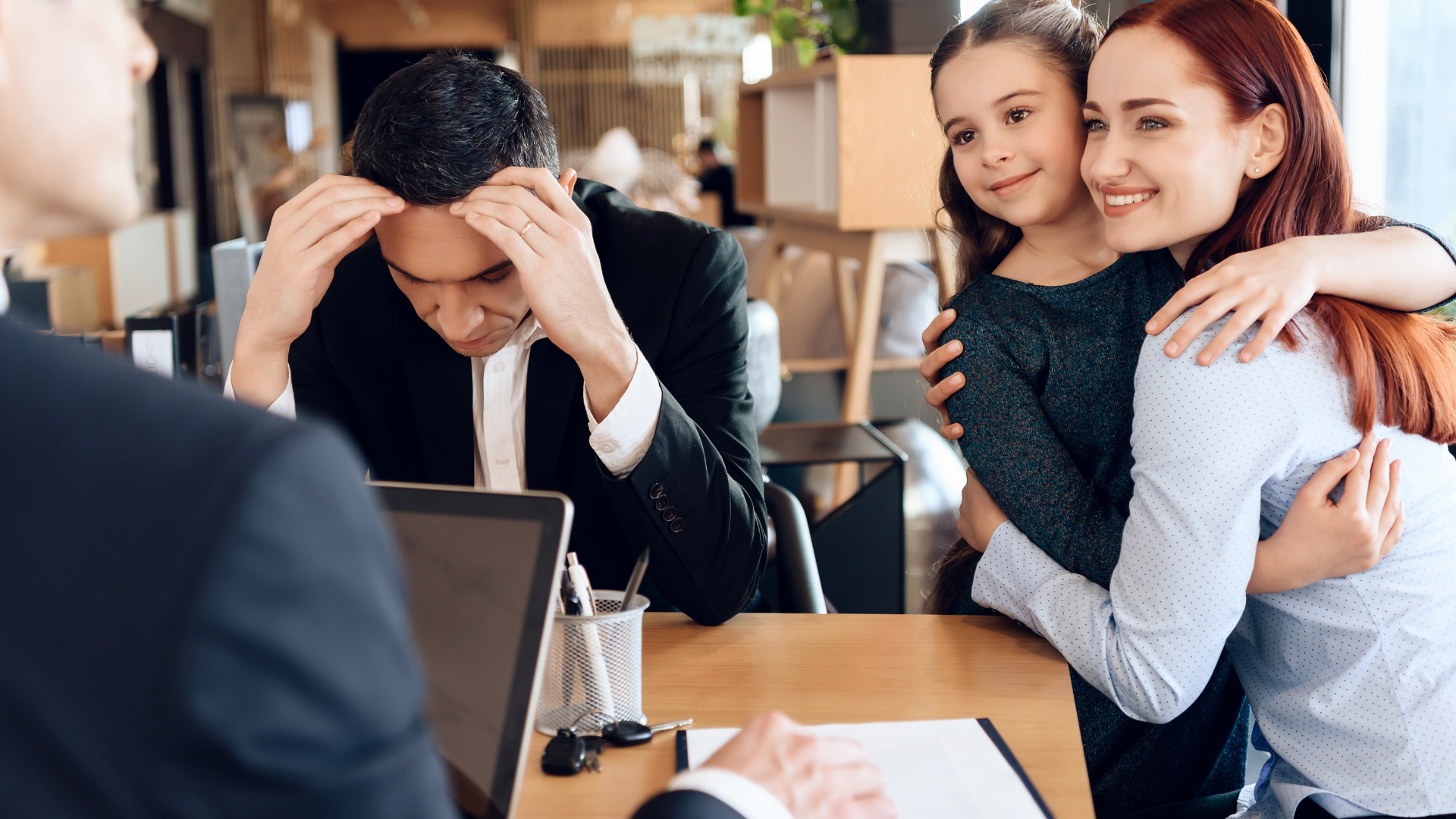 Child Custody and Visitation laws child holding mother and dad stressed out